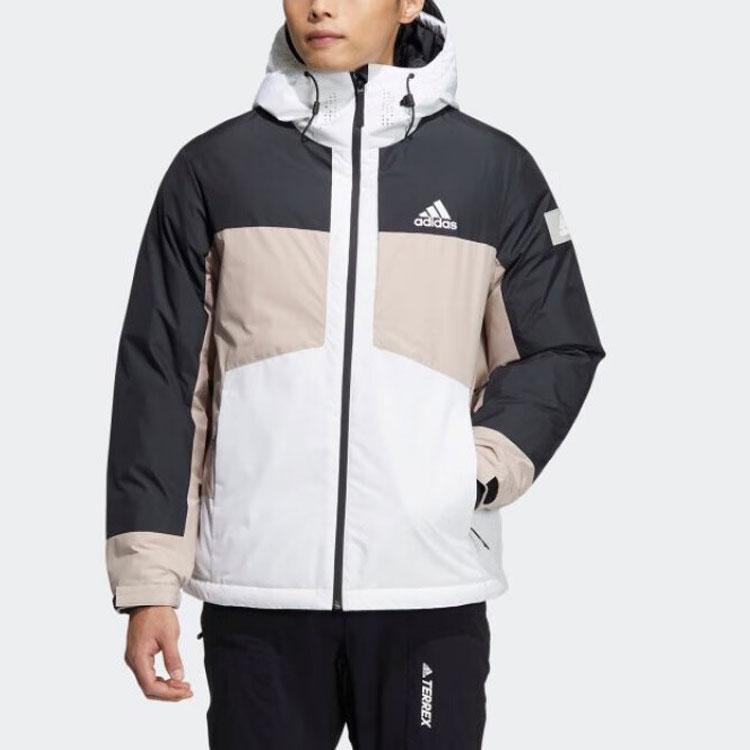 Adidas Color Block Outdoor Sports Hooded Down Jacket Men Jacket IA4213