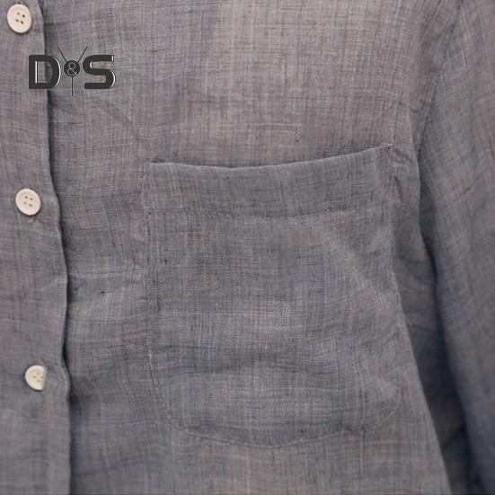 Women Lapel Long Sleeve Shirt Tops Loose Fit Single breasted Patch Pocket Thin Casual Shirt Workwear