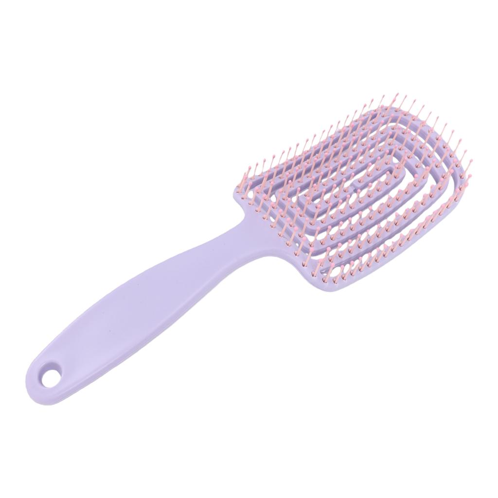 Hollow Out Hair Comb Static Free Ergonomic 120 Nylon Comb Teeth Detangling Brush for Wet Dry Use Purple