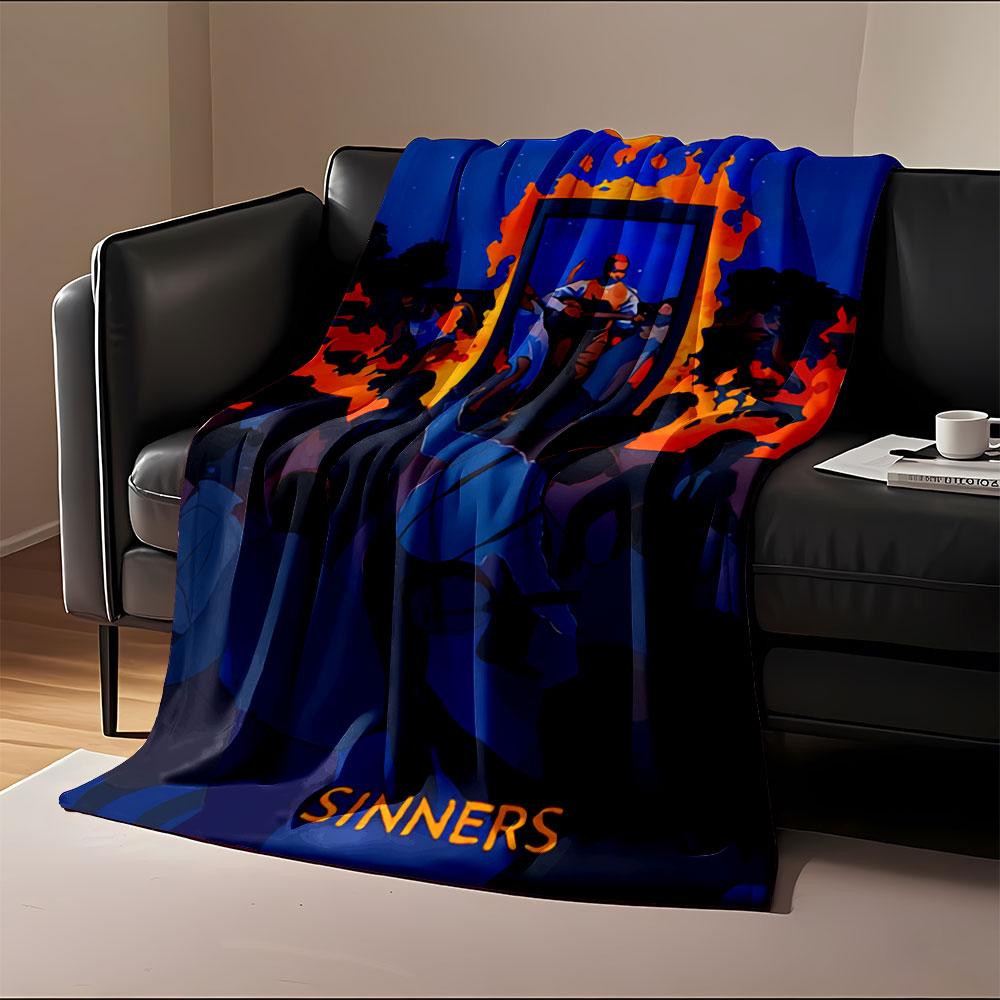 A fiery portal surrounded by dancing figures with vivid colors. for all seasons blanket lunch break throw gift