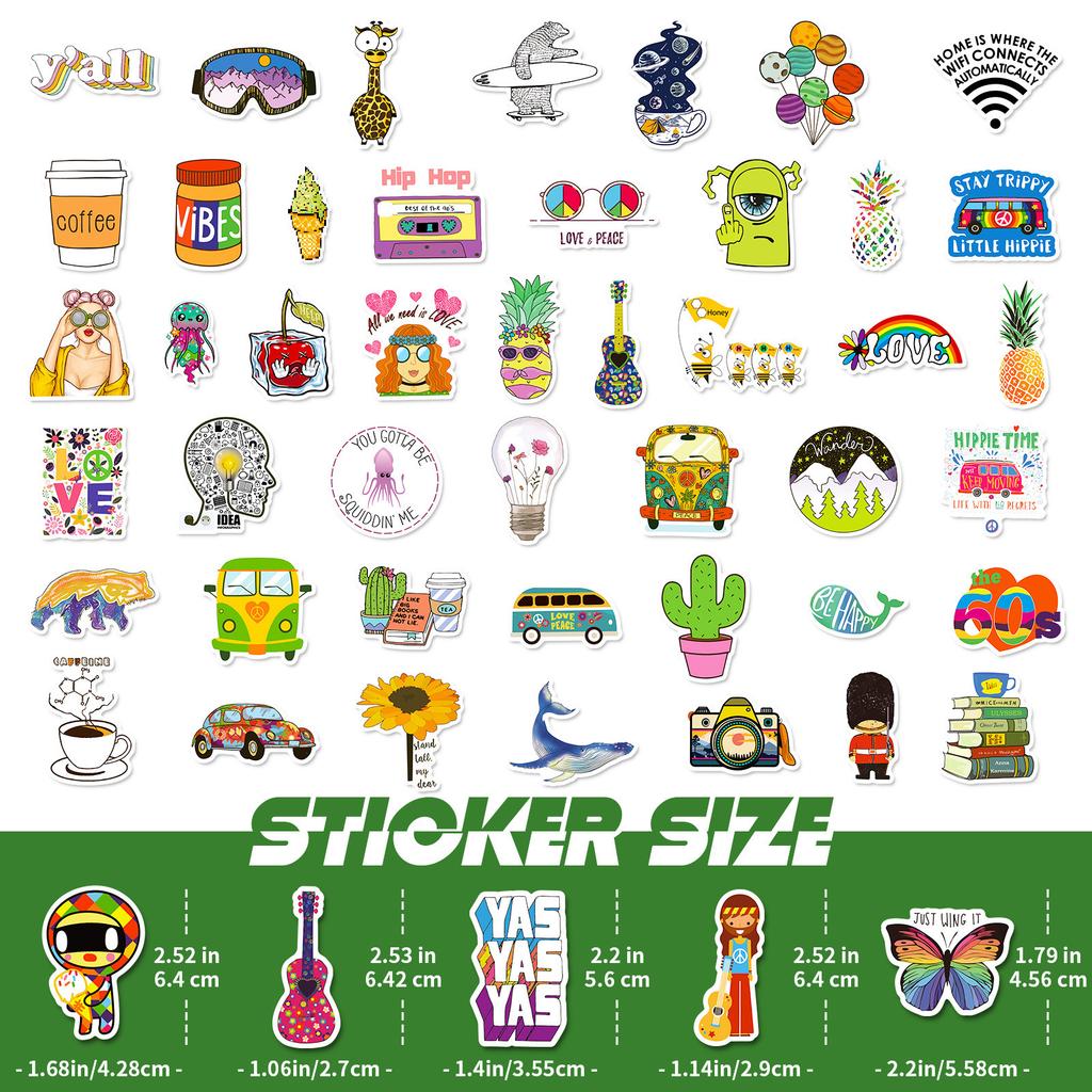 100 Small Size 4cm Small Fresh Mix and Match Sticker Scooter Guitar Computer Water Cup