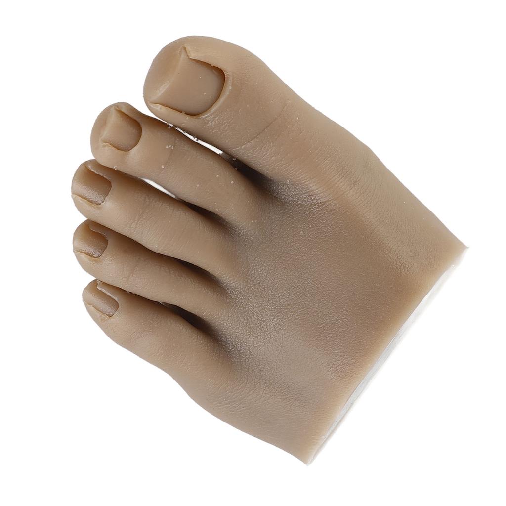 Nail Art Training Fake Half Foot Model Dark Skin Color Reusable Tattoo Practice Silicone Foot Model