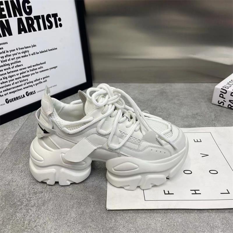 Trendy Mesh Dad Shoes for Women  Autumn New Style Thick Sole Height Increasing Versatile Casual Sports Vulcanized Shoes