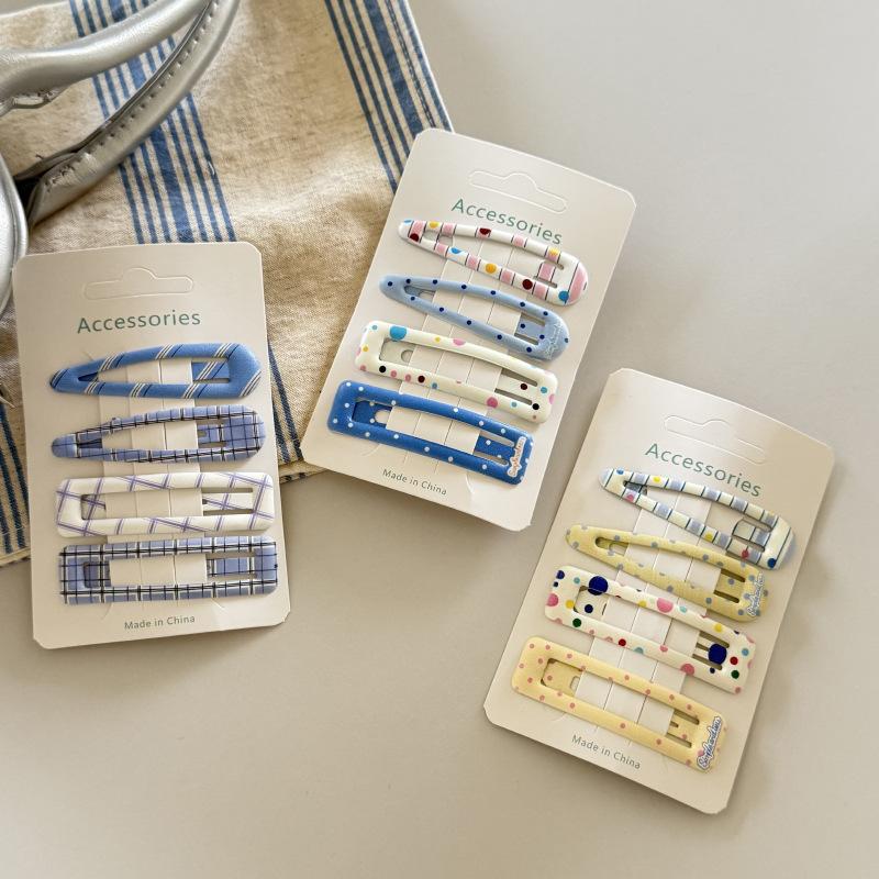 Small fresh polka dot plaid hairpin women's broken hair finishing bb clip forehead bangs clip children's hairpin hairaccessories