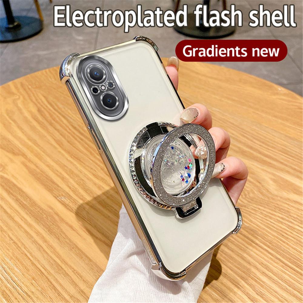 Magnetic Quicksand Bracket Phone Case For Huawei Nova 10 Pro 12 11 10 7 9 8 Pro SE Gradient Glitter Stand Shockproof Soft Cover