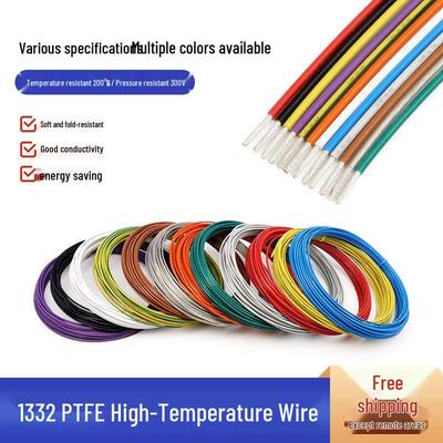 1332 Teflon High-Temperature Wire, 10-30 AWG Tinned Copper, Flame Retardant, Oil/Acid/Alkali Resistant, Electronic Lead/Ground Loop Wire