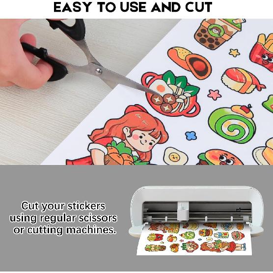 30 Sheets Printable Clear Sticker Paper for Inkjet Printer, Premium Vinyl Transparent Sticker Paper Waterproof, Dries Quickly, Vivid Colors, Tear