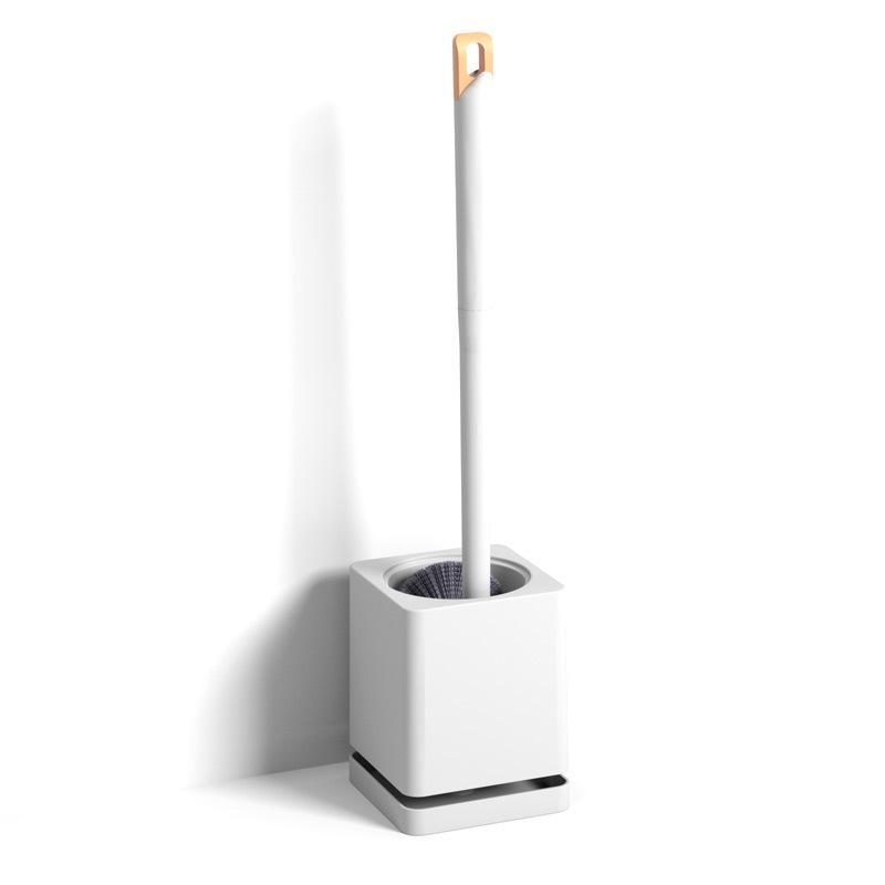 Wall-Mounted Punch-Free Toilet Brush with Base Holder, Long Handle & High-Quality Plastic