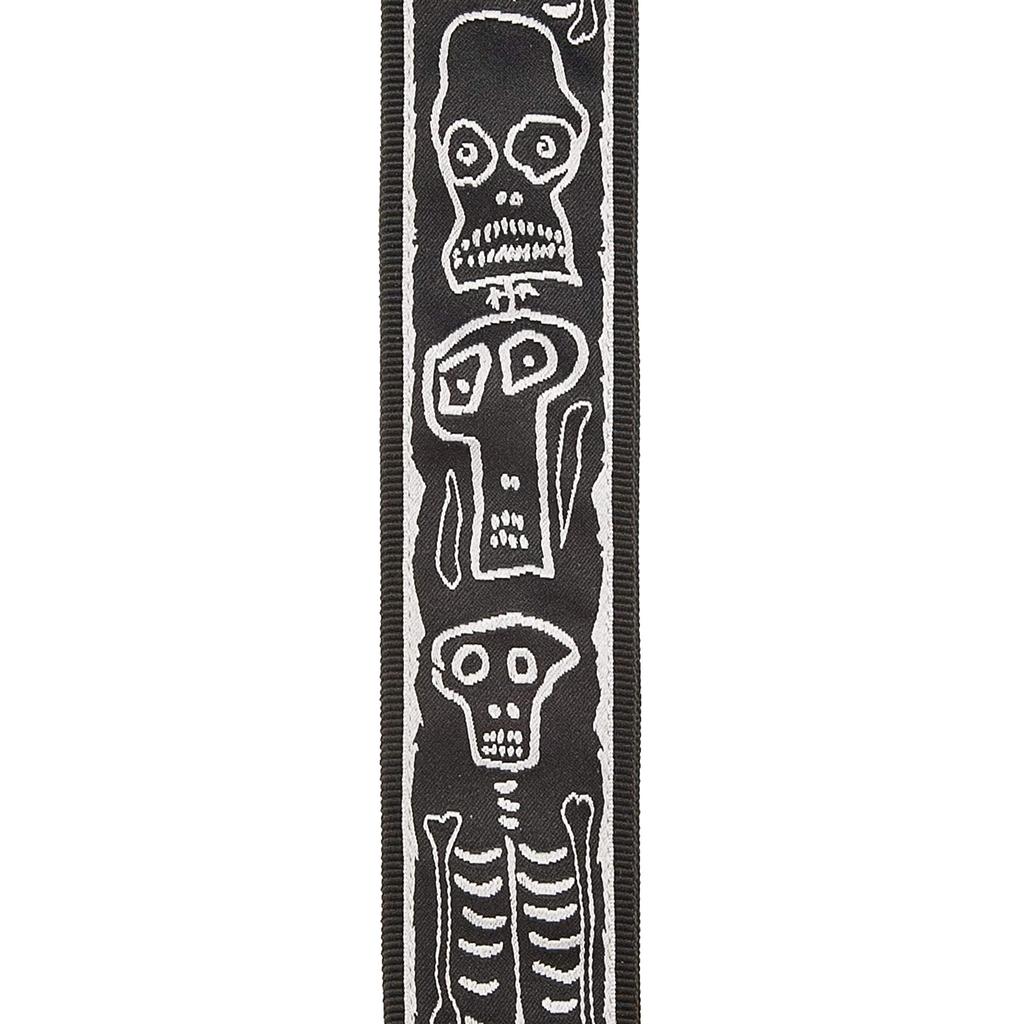 D'Addario Joe Satriani Signature Strap with Leather Ends, Skull N' Bones, 50JS01