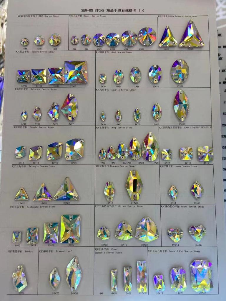 Austrian Premium Quality Sew On Glass Stones Crystal AB Oval Shape Crystal Glass Sew On Rhinestones for Luxury Dress