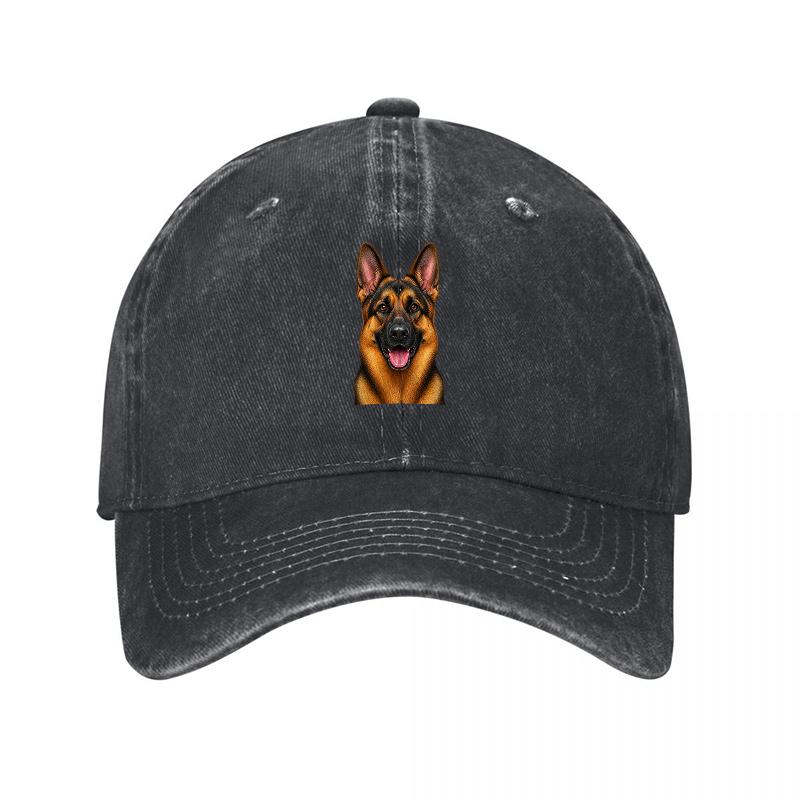German Shepherd Dog Art Washed Canvas Baseball Cap Adjustable Vintage Dad Hat Lightweight Casual Unisex Sports Sun Hat