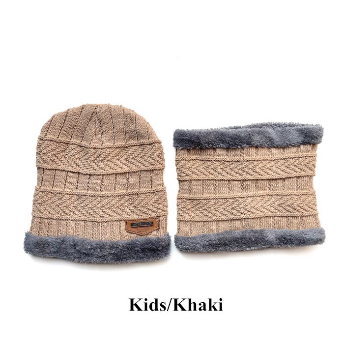 2026 New TW DDA558 Velvet Lined Thicken Ski Skull Caps Men Kids Winter Hat Scarf Set Neck Warmer Wool Knitted Beanie Hats