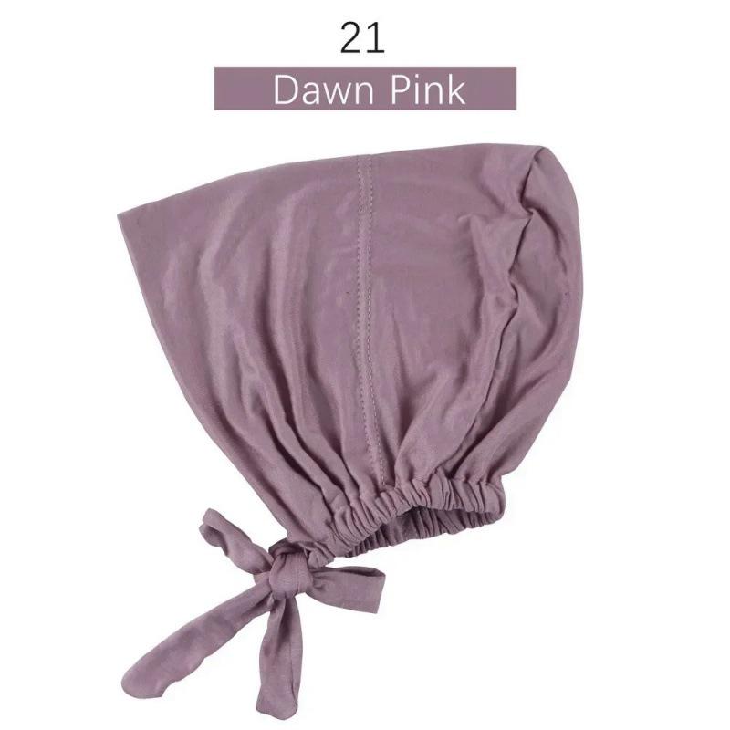 Solid Color Elastic Tie-Back Modal Undercap Hijab Scarf Adjustable Kufi Cap