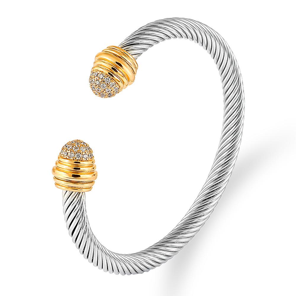 European and American Twisted Wire Gold Opening Bracelet, Brick Bracelet, Cable Wire Rope Bracelet 2026