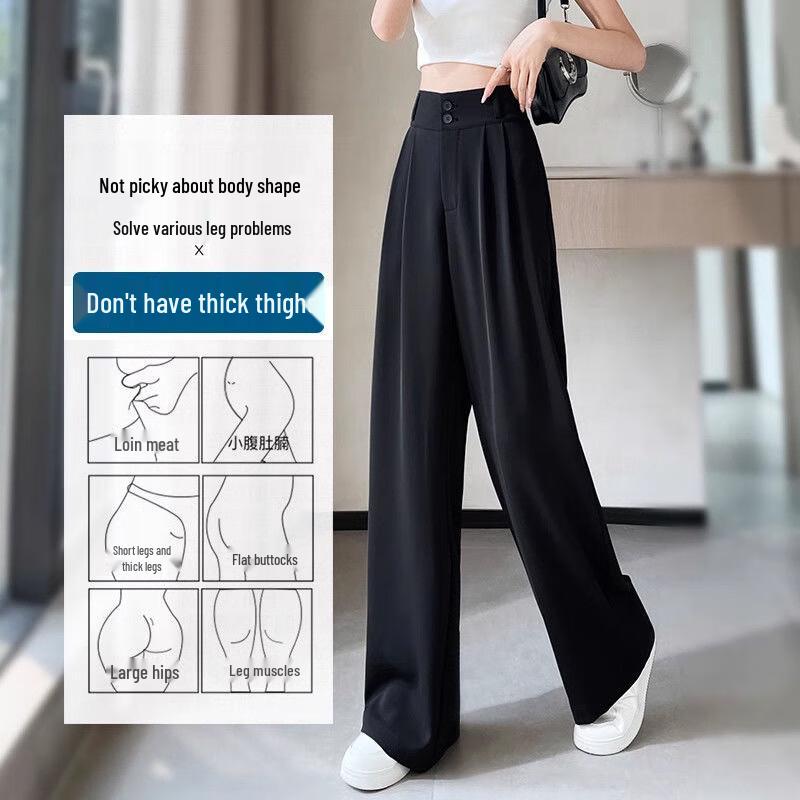 LANGSHA Women's 2025 Lightweight High-Waisted Straight-Leg Suit Pants