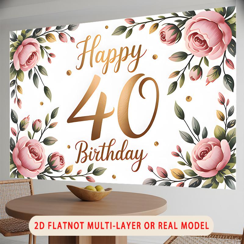 Party Backdrop Birthday Multicolor Green 40th 40 Photo Booth Background Wall Decor