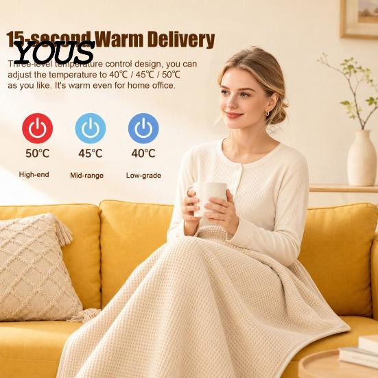 Verwarmende Sjaal voor Vrouwen Grafeen Wrap, USB Oplaadbare Snoerloze Verwarmingsdeken met 3 Herfst Winter Cadeau Mama Warmteniveaus, Wasbare Poncho Thuis Kantoor