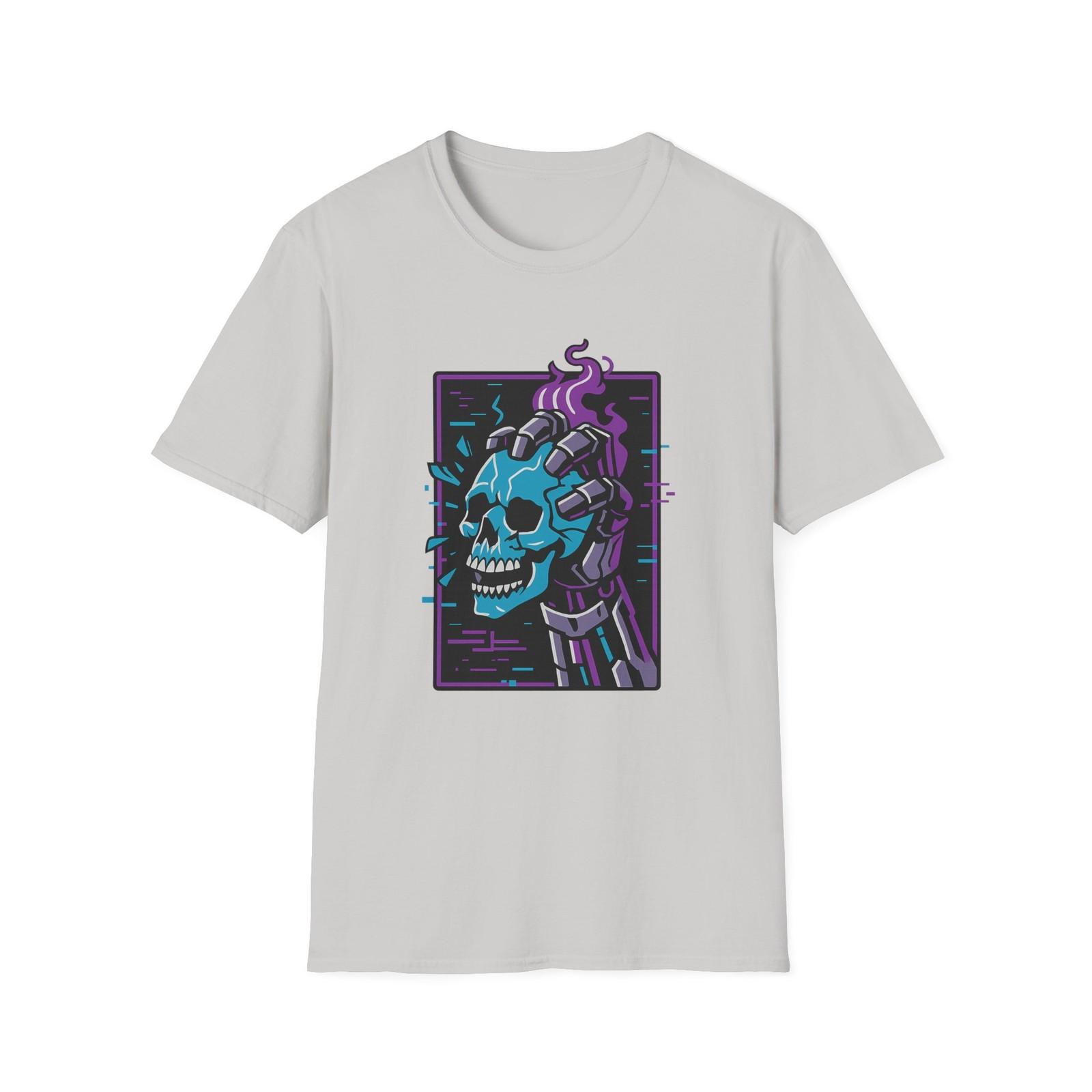 Unisex Softstyle T-Shirt Mens Womens Tees Top Futuristic Robot Hand Skull Smash Sci-Fi Graphic Tee XL