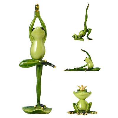 Rane da Yoga Creative Artigianato in Resina Miniature Scultura Rana Statua Arredamento Tavolo Scrivania Casa