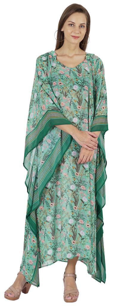 Moomaya Hooded Caftan For Women's Long Printed Bikini Cover Up Summer Turkish
