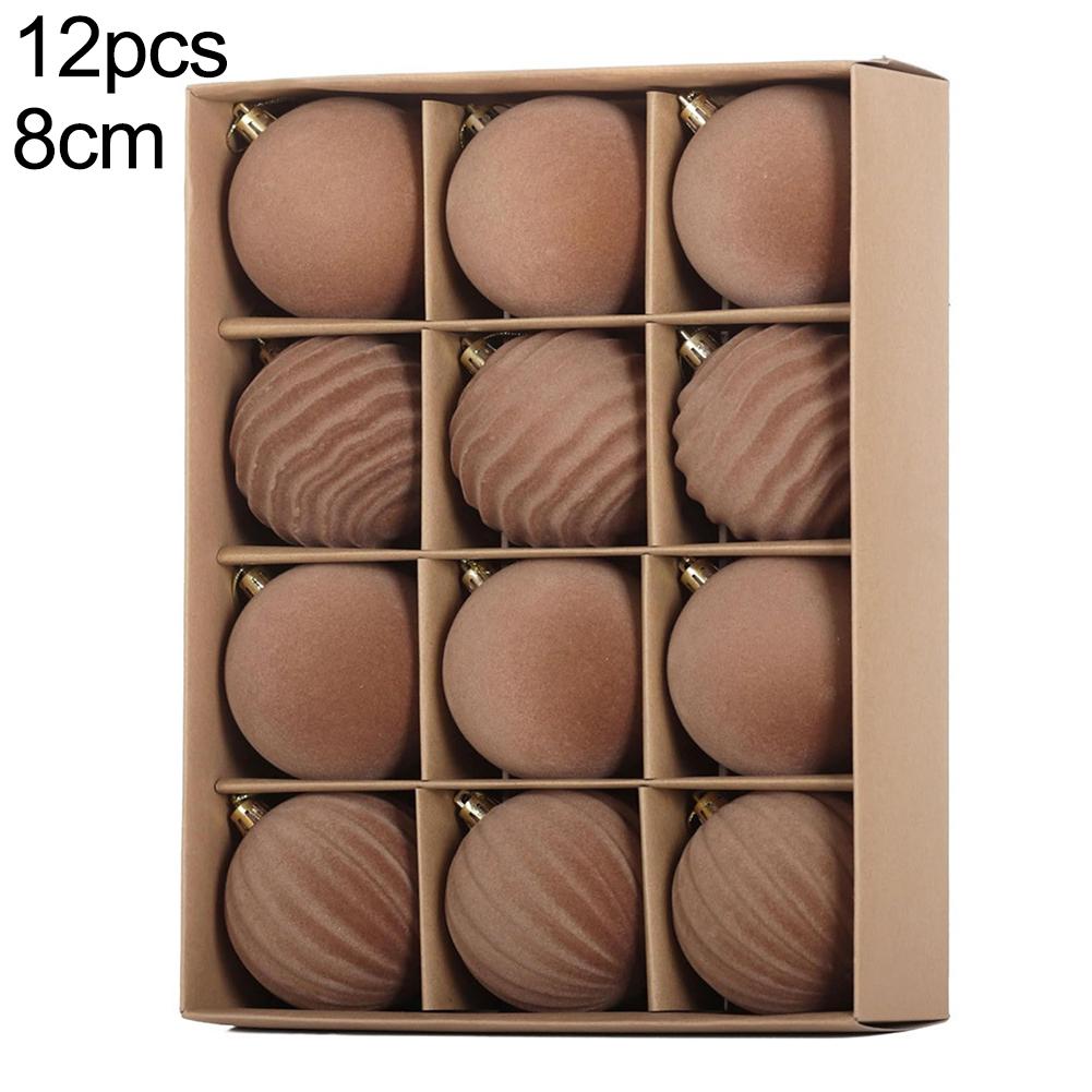 12pcs For Christmas Ball Ornaments with Flocked Texture Suitable for Hanging Decoration On Trees and Seasonal Creative Displays