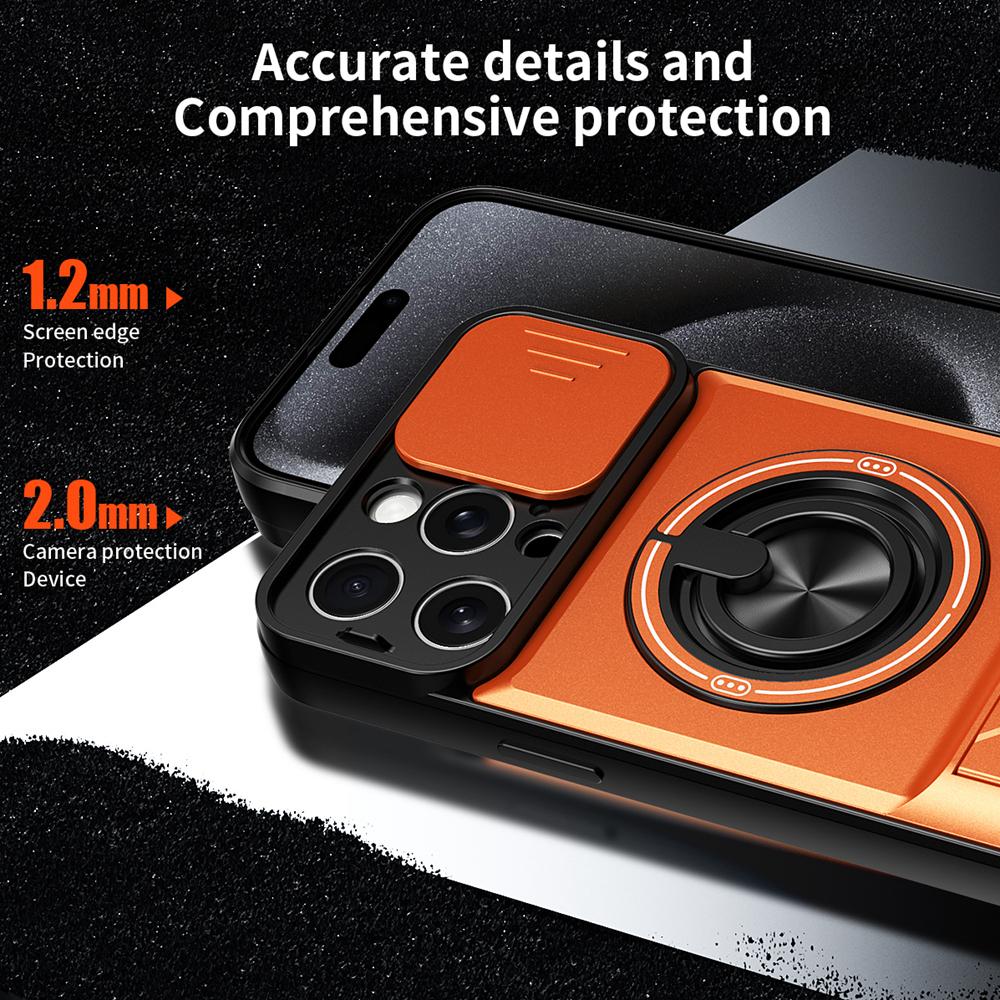 KEYSION Magnetic Phone Case for iPhone 13 14 15 Pro Max 15 Plus Slide Camera Protection Upright Kickstand Shockproof Back Cover