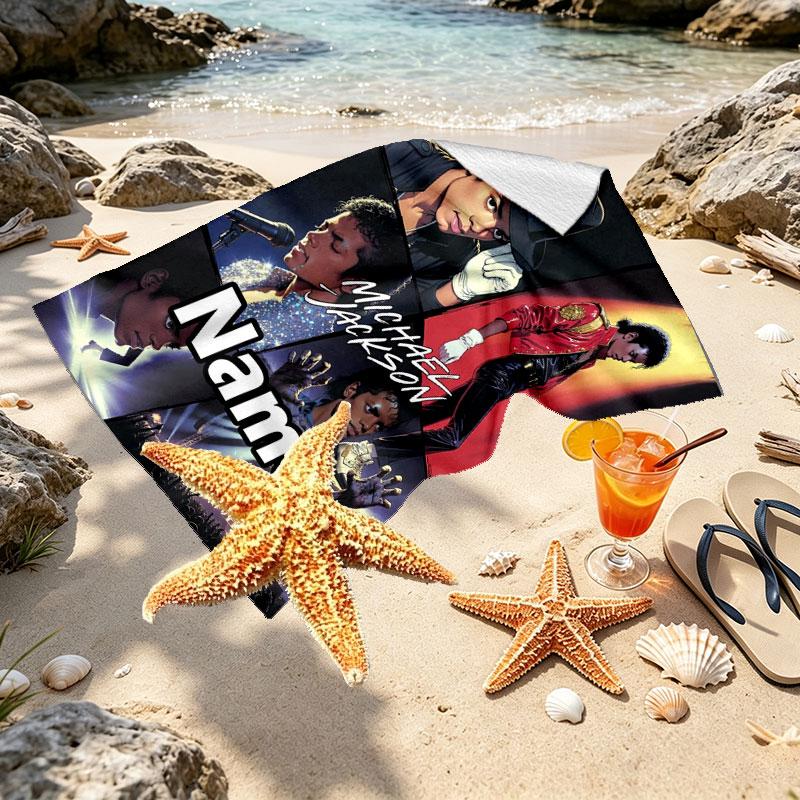 Individualus pavadinimas, personalizuotas Michael Jackson spaudinio paplūdimio rankšluostis, kelionei, stovyklavimui, paplūdimio vakarėliui, namų dekoravimui, gimtadienio dovana šeimai ir draugams