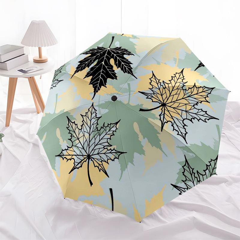 1pc Autumn Leaves Pattern Umbrella with Plastic Handle,Compact & Stylish,Suitable for All Seasons ptys26040