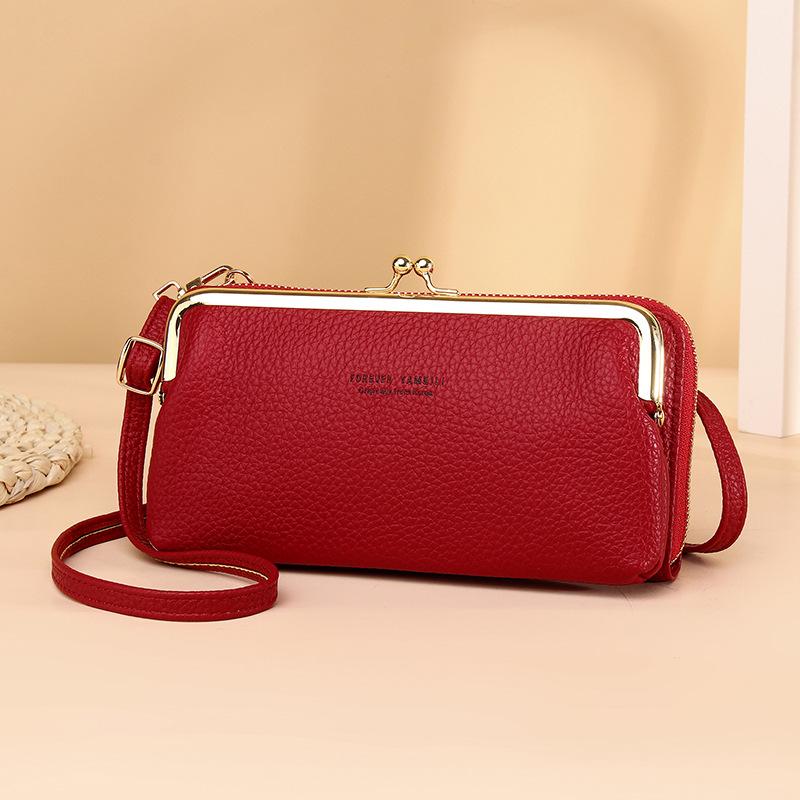 Multi-functional PU Leather Crossbody Bags Simple Lightweight Large Capacity Shoulder Bags Casual Small Mobile Phone Hand Bags