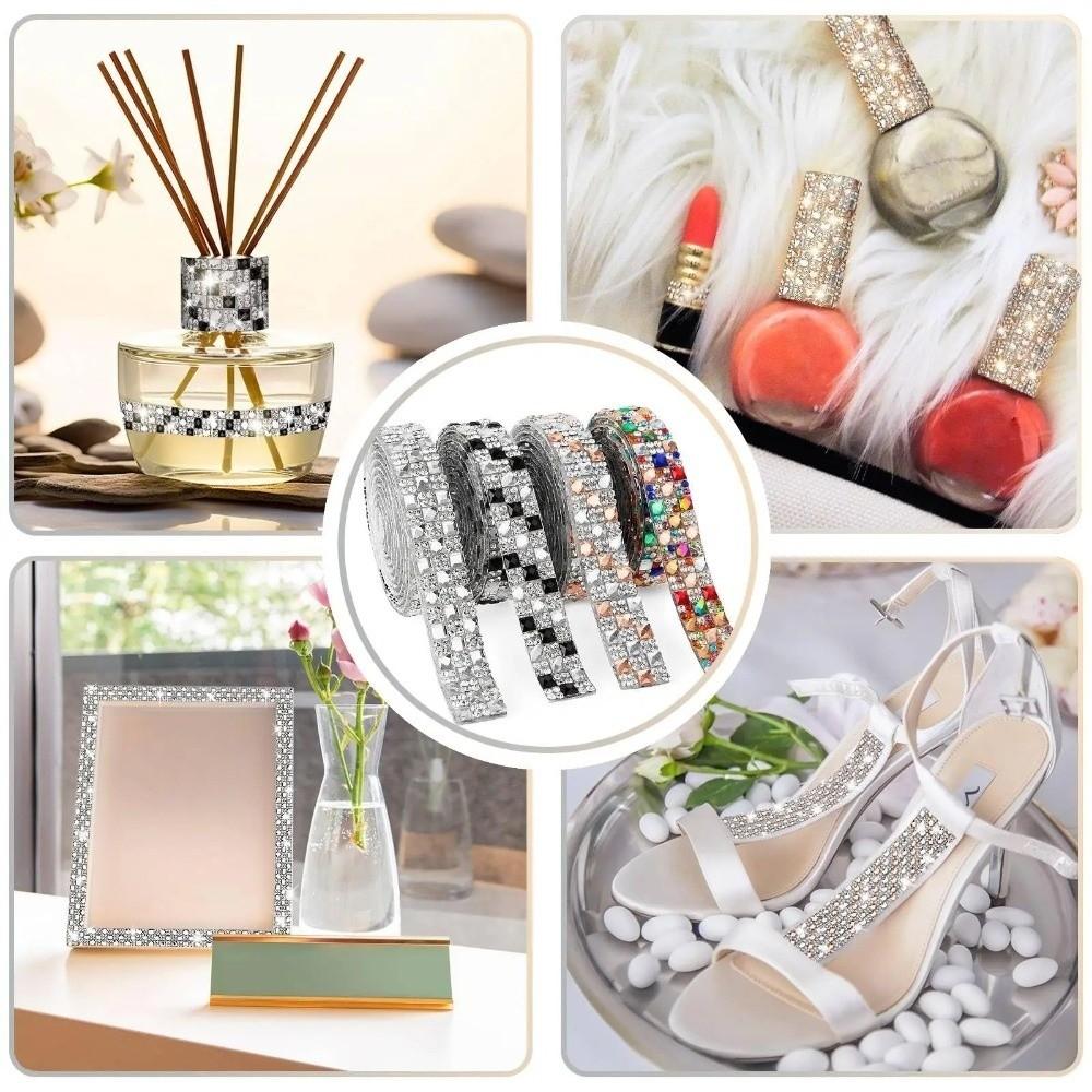 1Yard Self Adhesive Crystal Rhinestone Sticker Multicolour 1.2cm Width Diamond Ribbon Adhesive Diamond Crystal Motif