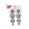 Silver Needle Diamond Flower Water Drop Tassel Earrings Exaggerated Earrings Light Luxury Premium Earrings Women