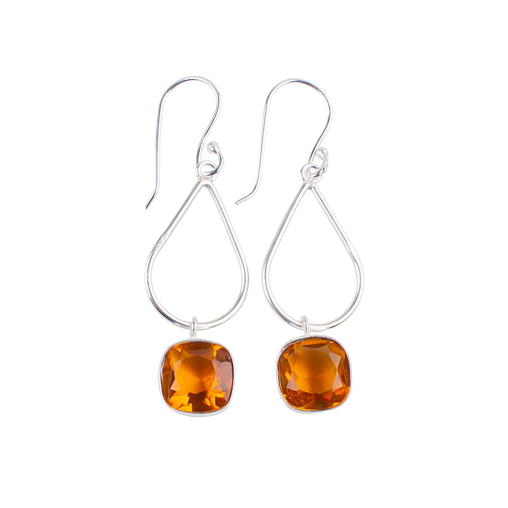 Citrine Gemstone 925 Sterling Silver Handmade Jewelry Statement Earrings 1.90" EE-7-2