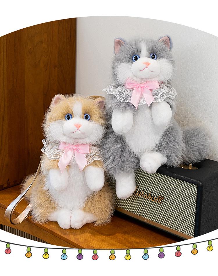 Original Simulated Cat Plush Doll Backpack - Cute Double Shoulder Gift for Girlfriend's Birthday