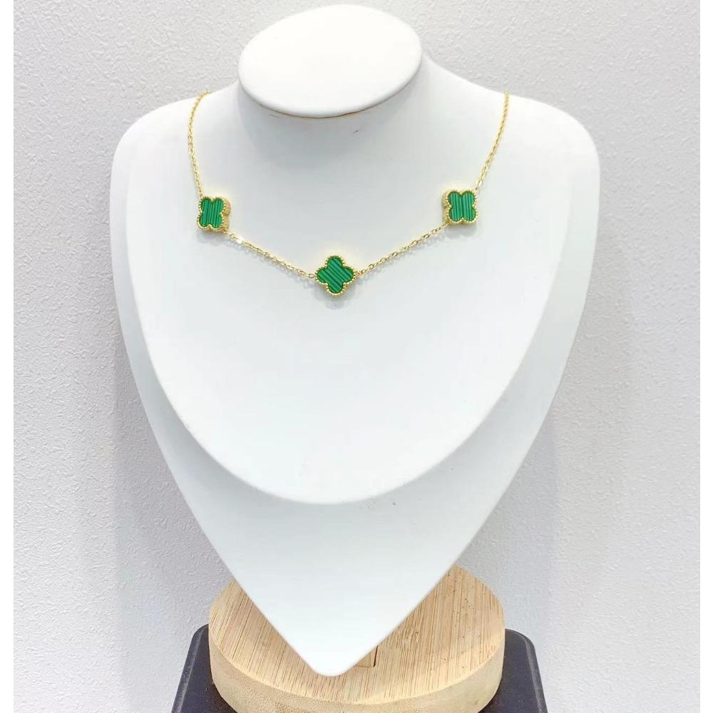 

Двусторонняя подвеска «Четырехлистный клевер», женская цепочка для ключицы, ювелирное изделие, модное ожерелье от интернет-звезды зелёный