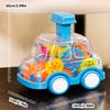 2PCS Friction Toy Pull Back Vehicle Transparent Body Working Gear Press and Go Sliding Car Educational Toy For Toddler