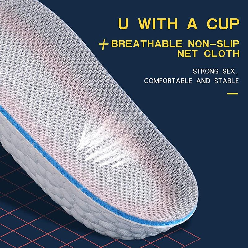 New Increase Height Insoles Light Weight Soft Elastic Arch Support Breathable Eva for Men Women Shoes Pads Heighten Lift Inserts