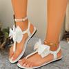 Flat bottomed elastic band casual herringbone clip toe fashionable bow temperament beach sandals