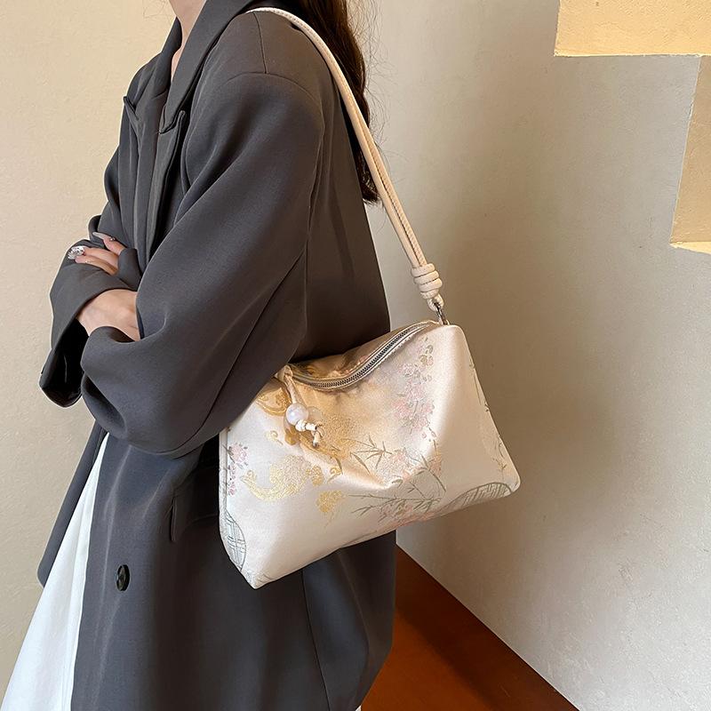 Ny kinesisk stil nasjonal stil tote stor kapasitet bag dame 2024 ny sommer mote underarms pendling skulderveske messenger bag