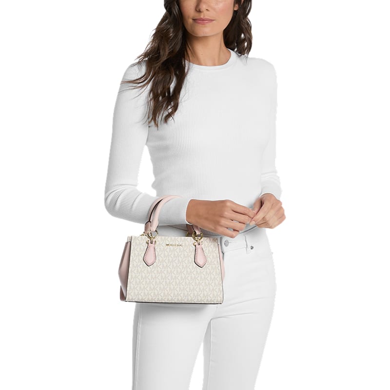 MICHAEL KORS Marilyn Coated Canvas Handbag Small Women's Light Pink 35F5G6AM1B-PWD BLSH MLT