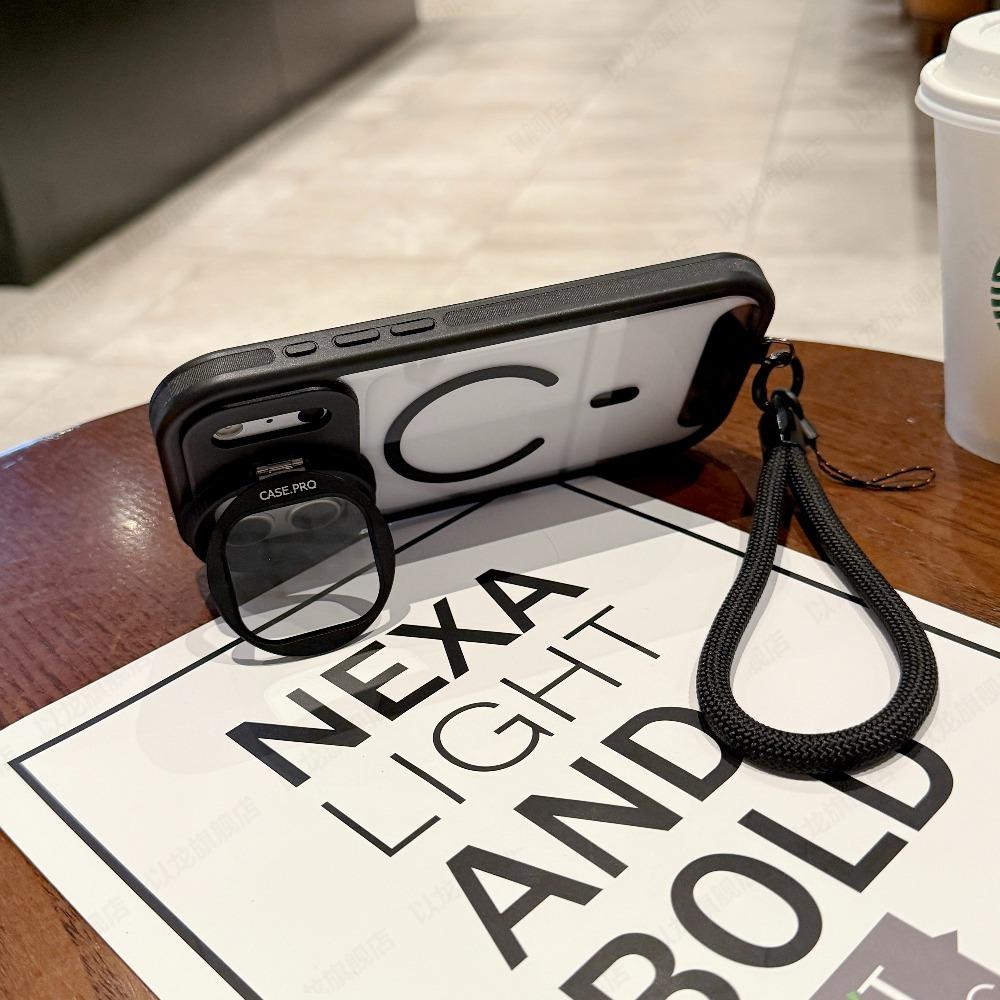 Transparent for Magsafe Lanyard Bracket Case for iPhone 17 16 15 14 Pro Max 12 13 11 Magnetic Hand Wrist Strap Stand Clear Cover