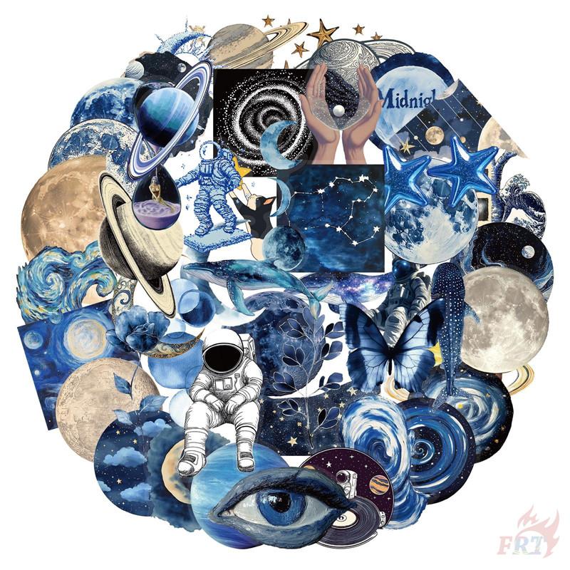 50Pcs/Set Laser Blue Outer Space Series 01 Stickers DIY Fashion Waterproof Doodle Decals Stickers