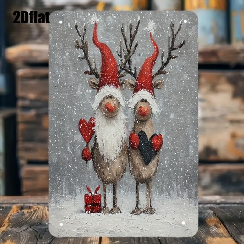 Vintage Merry Christmas Metal Sign, Retro Holiday Wall Decor 20x30cm