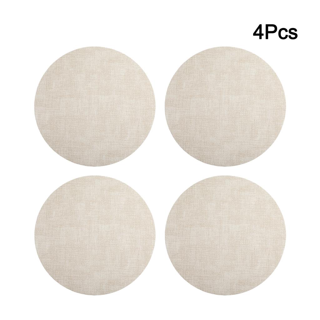 4 Pack 33cm Round PVC Placemats with Waterproof Coating and Thermal Insulation Suitable for Dining and Outdoor Use