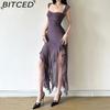 BITCED Spring/Summer Women's Collection: Sensual Strappy Halter Neck Split-Hem Fitted Maxi Dress