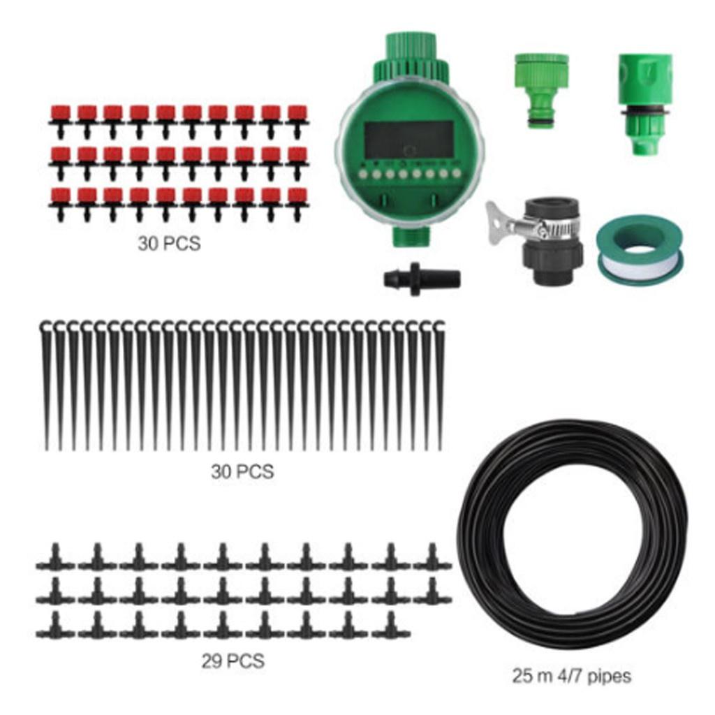 DIY Micro Drip Irrigation System Garden Plant Self Automatic Watering Timer Garden Hose Kits 25m With Adjustable Dripper New