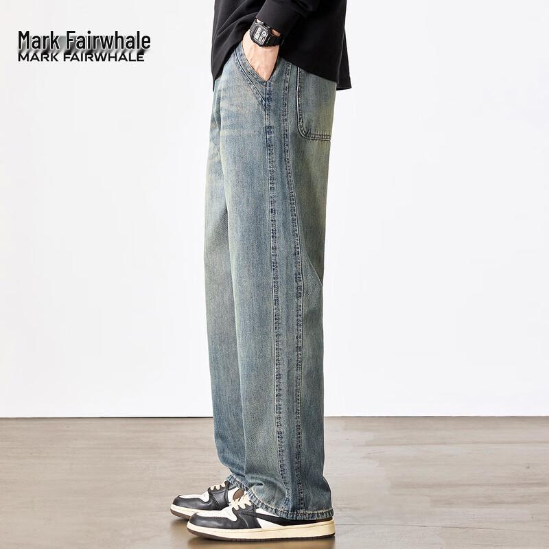 Mark Fairwhale Herren Locker Gerade Gewaschene Denim Jeans