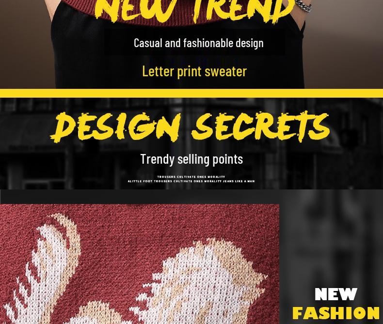 Men's Zodiac Year Horse Print Retro Knit Sweater