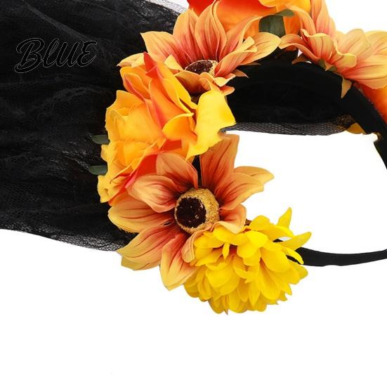Lace Hairband Gothic Style Hair Hoop Hollow See-Through Headband with Simulated Flowers And Women Accessory Black Veil Halloween Day of The