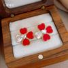 18K Zircon Red Love Flower Stud Earrings Elegant Earrings Women