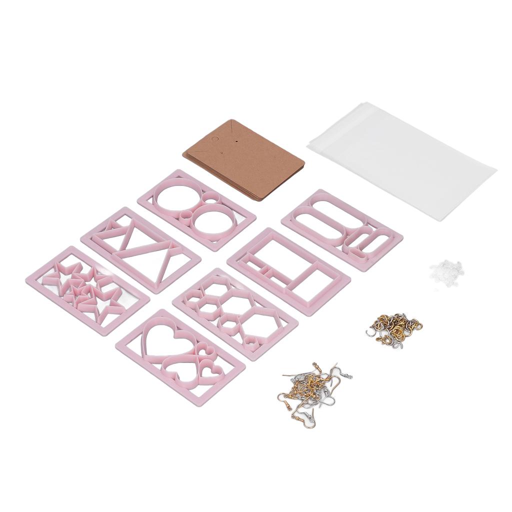 Zestaw wykrawaczek z gliny polimerowej 7 kształtów geometrycznych DIY Rękodzieło Plastelina Zestaw do robienia kolczyków z haczykami i ogniwkami